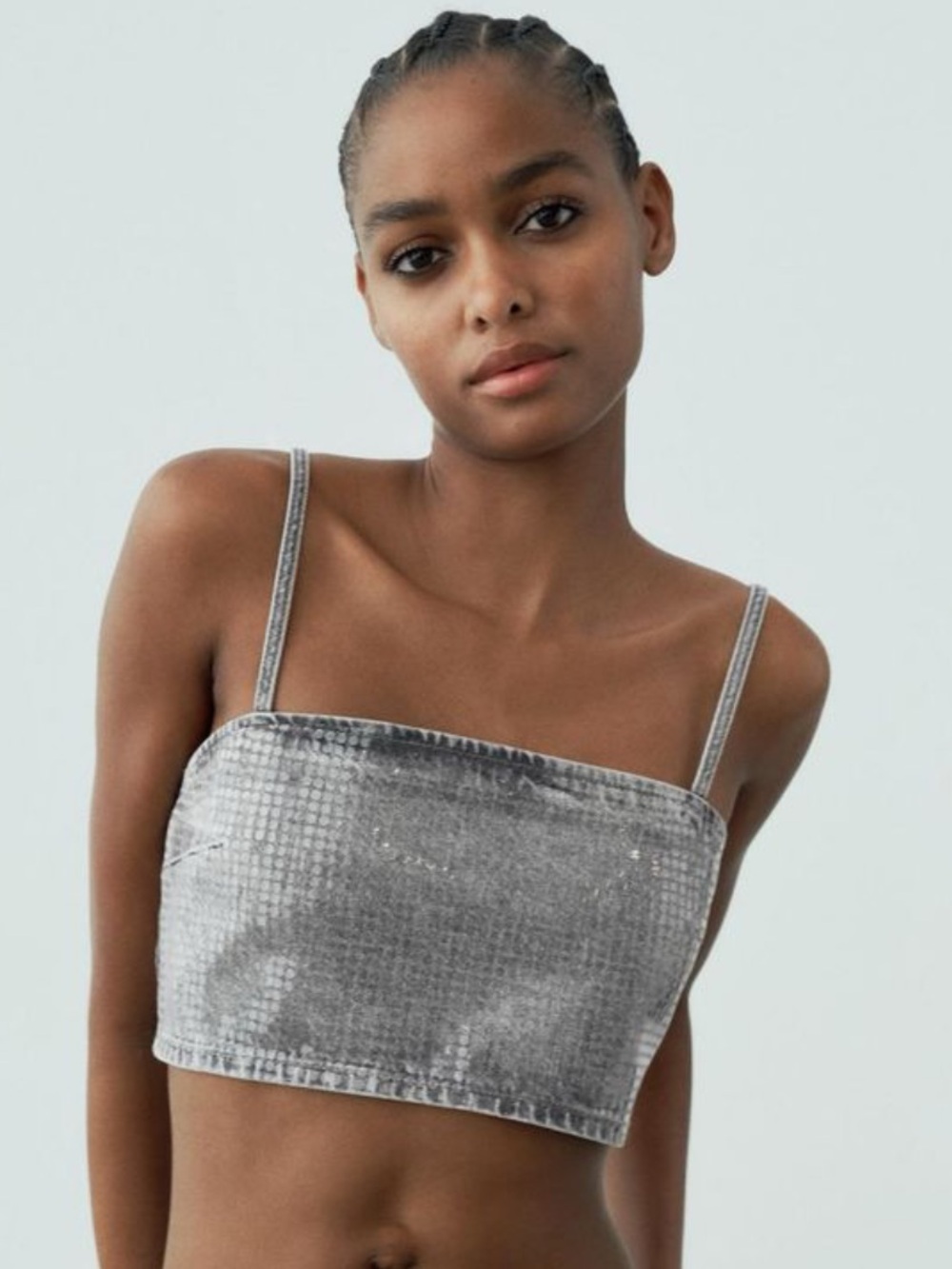 ✨ Zara denim sequin crop top ✨